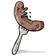 cartoon sausage on fork N3