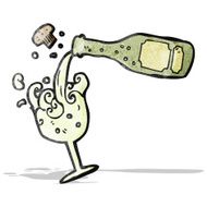 cartoon pouring champagne