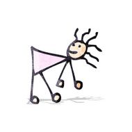 cartoon stick woman bending over