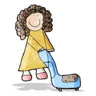 child's drawing of a woman cleaning