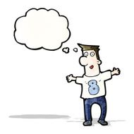 cartoon man in shirt with number eight N3