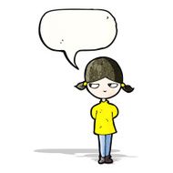 cartoon annoyed girl with speech bubble N25