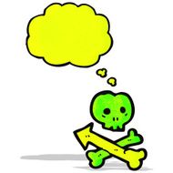 pointing skull and crossbones symbol