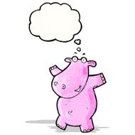 cartoon hippo with thought bubble