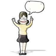 Cartoon Clever Woman With Speech Bubble N2