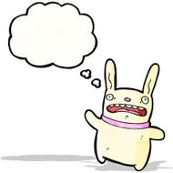 cartoon crazy rabbit with thought bubble