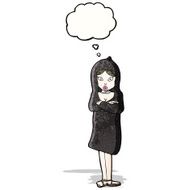 cartoon woman with thought bubble N34