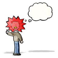 cartoon red light bulb head man