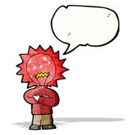 cartoon red light bulb head man N2