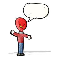 cartoon red light bulb head man N3