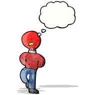 cartoon red light bulb head man N5