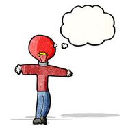 cartoon red light bulb head man N6