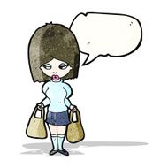 cartoon woman with shopping bags N6