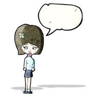 cartoon girl with flower in hair
