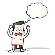 cartoon embarrased man in underwear