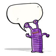 cartoon alien with speech bubble N9