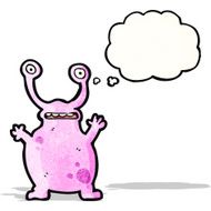 cartoon alien with thought bubble N12