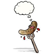sausage on fork cartoon N2