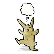 cartoon rabbit with thought bubble N99