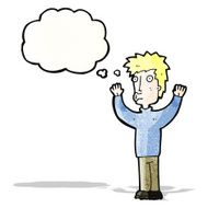 cartoon man with hands in air