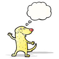 happy cartoon dog with thought bubble