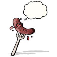 cartoon sausage on fork N4