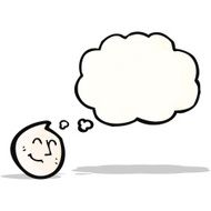 cartoon happy face symbol with thought bubble