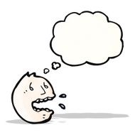 cartoon stressed face symbol with thought bubble