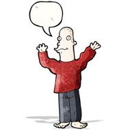 cartoon bald man with speech bubble