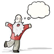 cartoon old man with thought bubble N25