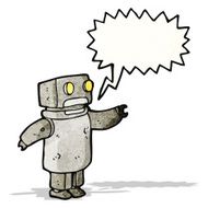cartoon robot with speech bubble N232