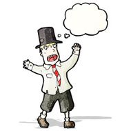 cartoon crazy hobo man in top hat