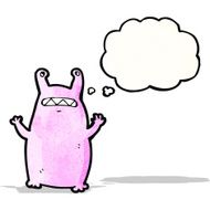 cartoon alien with thought bubble N13