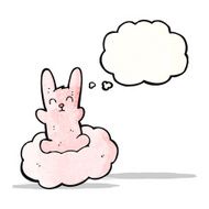 cartoon little rabbit on cloud