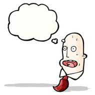 cartoon bald man with thought bubble