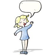 pretty blond girl with speech bubble
