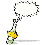 cartoon bottle popping cork