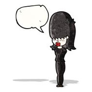 cartoon woman dressed all in black