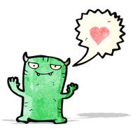 cartoon little monster in love