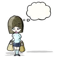 cartoon woman holding shopping bags