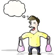 embarrassed man holding bag N2
