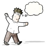 cartoon enthusiastic man with thought bubble N11