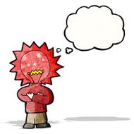red light bulb head man cartoon N2