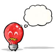 red light bulb with thought bubble