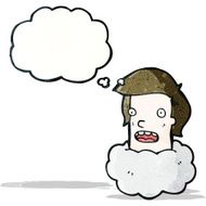 cartoon man's head in cloud