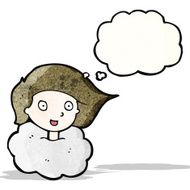 cartoon girl with head in clouds N3