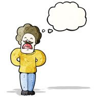 cartoon mustache man with thought bubble N10