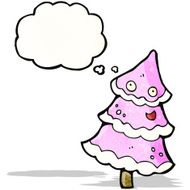pink christmas tree cartoon