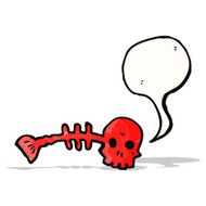 spooky skull fish bones cartoon N5