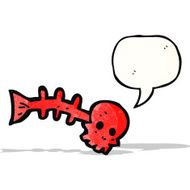 spooky skull fish bones cartoon N6